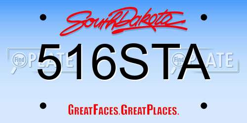 516STA South Dakota License Plate