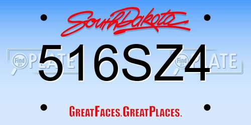 516SZ4 South Dakota License Plate
