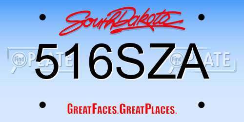 516SZA South Dakota License Plate