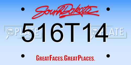 516T14 South Dakota License Plate