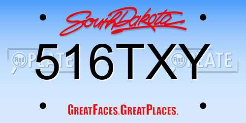 516TXY South Dakota License Plate