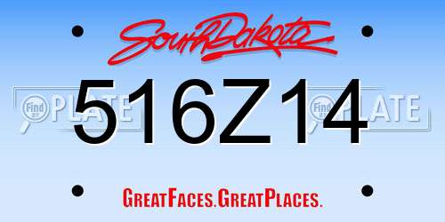 516Z14 South Dakota License Plate