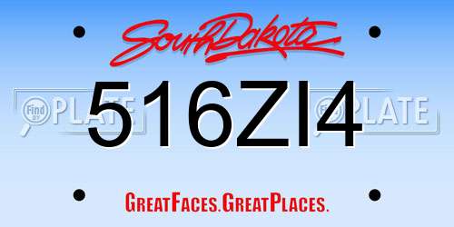 516ZI4 South Dakota License Plate