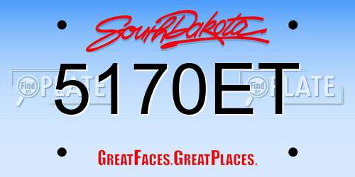 5170ET South Dakota License Plate