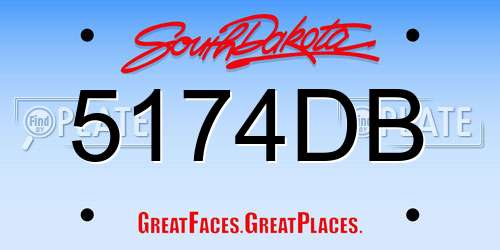 5174DB South Dakota License Plate
