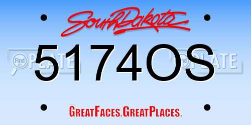 5174OS South Dakota License Plate