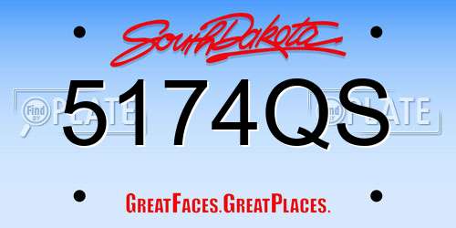 5174QS South Dakota License Plate