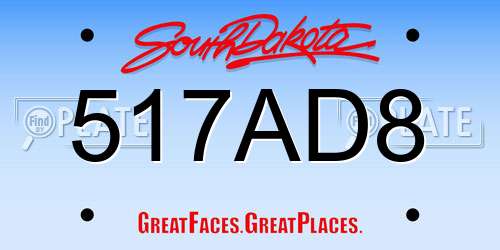 517AD8 South Dakota License Plate