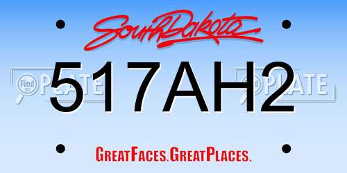 517AH2 South Dakota License Plate