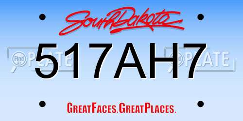 517AH7 South Dakota License Plate