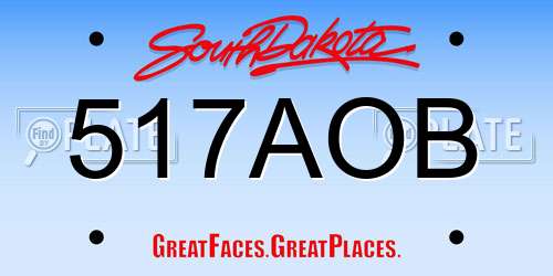 517AOB South Dakota License Plate