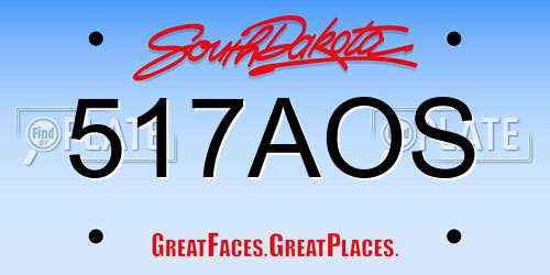 517AOS South Dakota License Plate