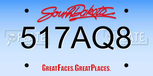517AQ8 South Dakota License Plate