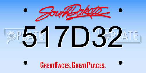 517D32 South Dakota License Plate