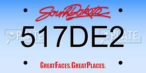 517DE2 South Dakota License Plate