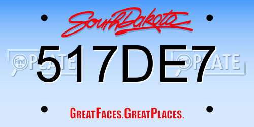 517DE7 South Dakota License Plate