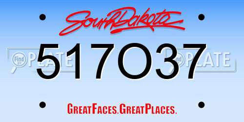 517O37 South Dakota License Plate