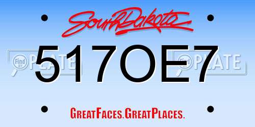 517OE7 South Dakota License Plate