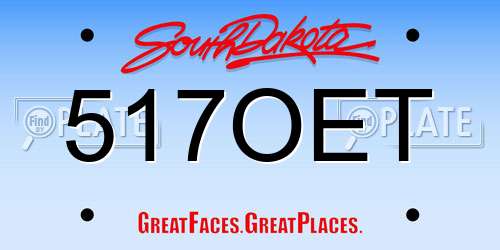 517OET South Dakota License Plate
