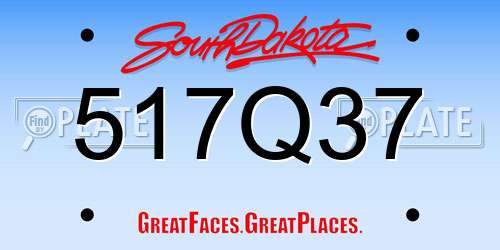 517Q37 South Dakota License Plate
