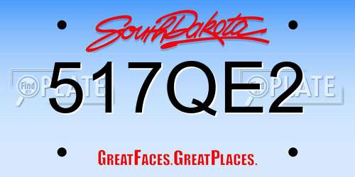 517QE2 South Dakota License Plate