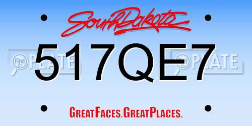 517QE7 South Dakota License Plate