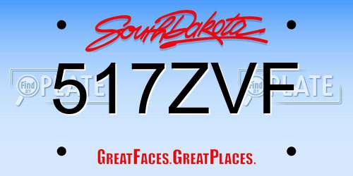 517ZVF South Dakota License Plate