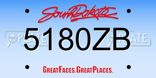 5180ZB South Dakota License Plate