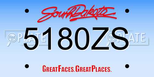 5180ZS South Dakota License Plate