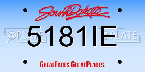 5181IE South Dakota License Plate