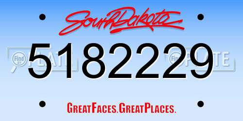 5182229 South Dakota License Plate