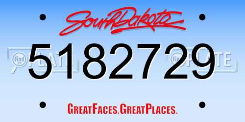 5182729 South Dakota License Plate