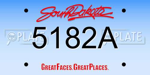 5182A South Dakota License Plate