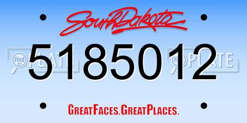 5185012 South Dakota License Plate