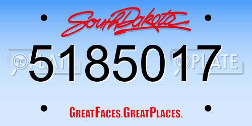 5185017 South Dakota License Plate