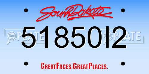 51850I2 South Dakota License Plate