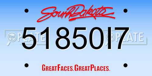 51850I7 South Dakota License Plate