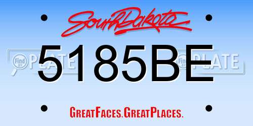 5185BE South Dakota License Plate