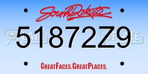 51872Z9 South Dakota License Plate