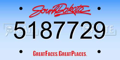 5187729 South Dakota License Plate