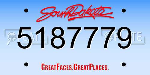 5187779 South Dakota License Plate
