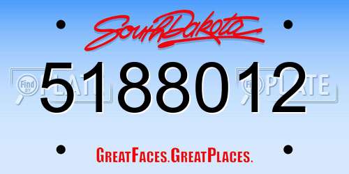 5188012 South Dakota License Plate