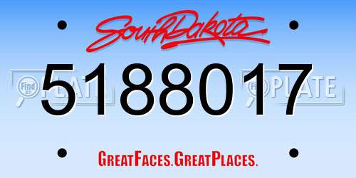 5188017 South Dakota License Plate