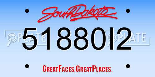 51880I2 South Dakota License Plate