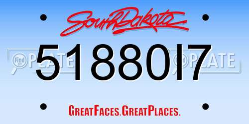 51880I7 South Dakota License Plate