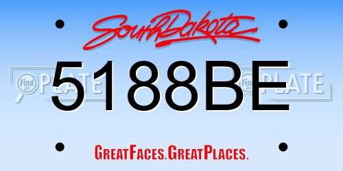 5188BE South Dakota License Plate