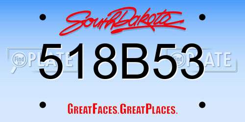 518B53 South Dakota License Plate