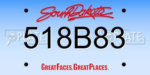 518B83 South Dakota License Plate