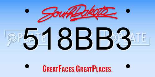 518BB3 South Dakota License Plate