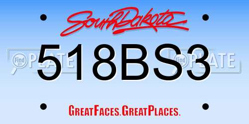 518BS3 South Dakota License Plate